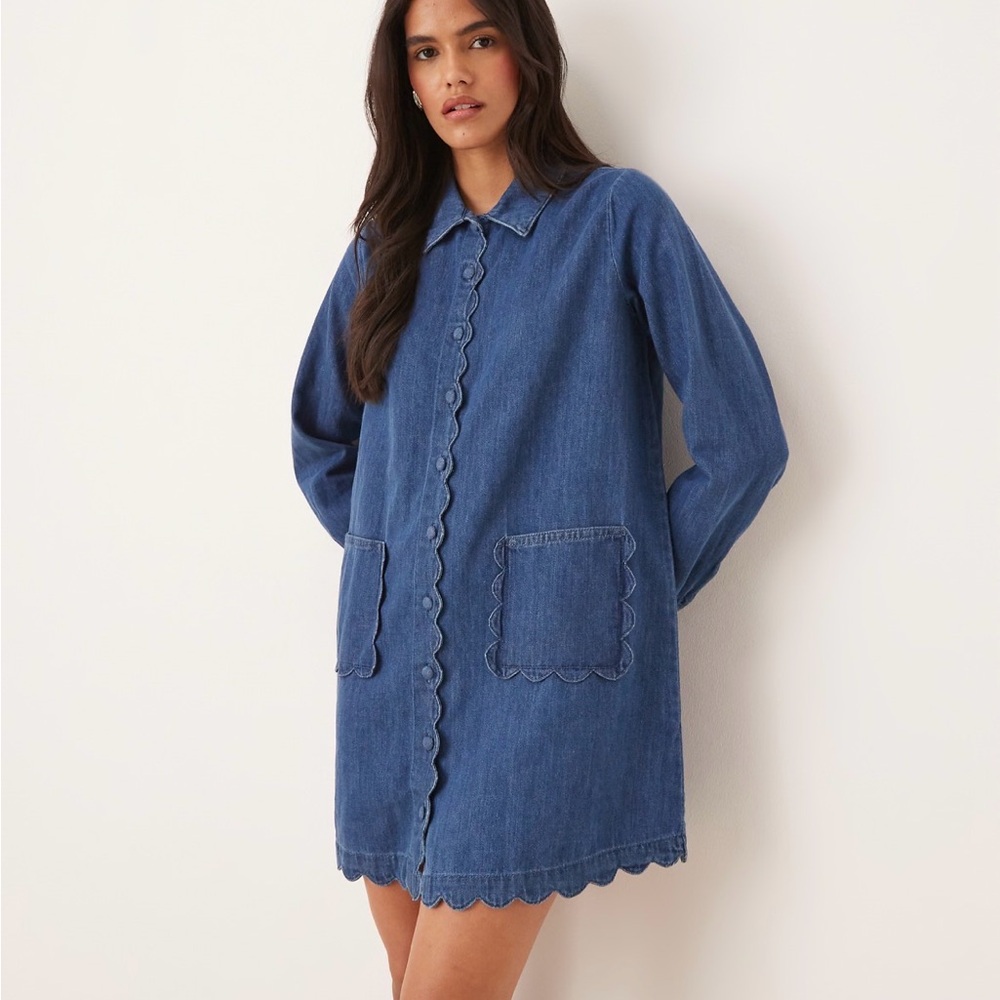 Blue Denim Long Sleeve Dress